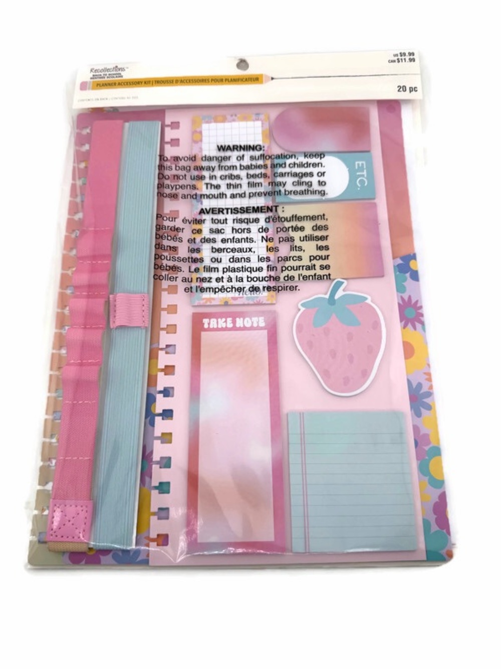 Recollections 20 Piece Planner Accessory Kit Pink Blue